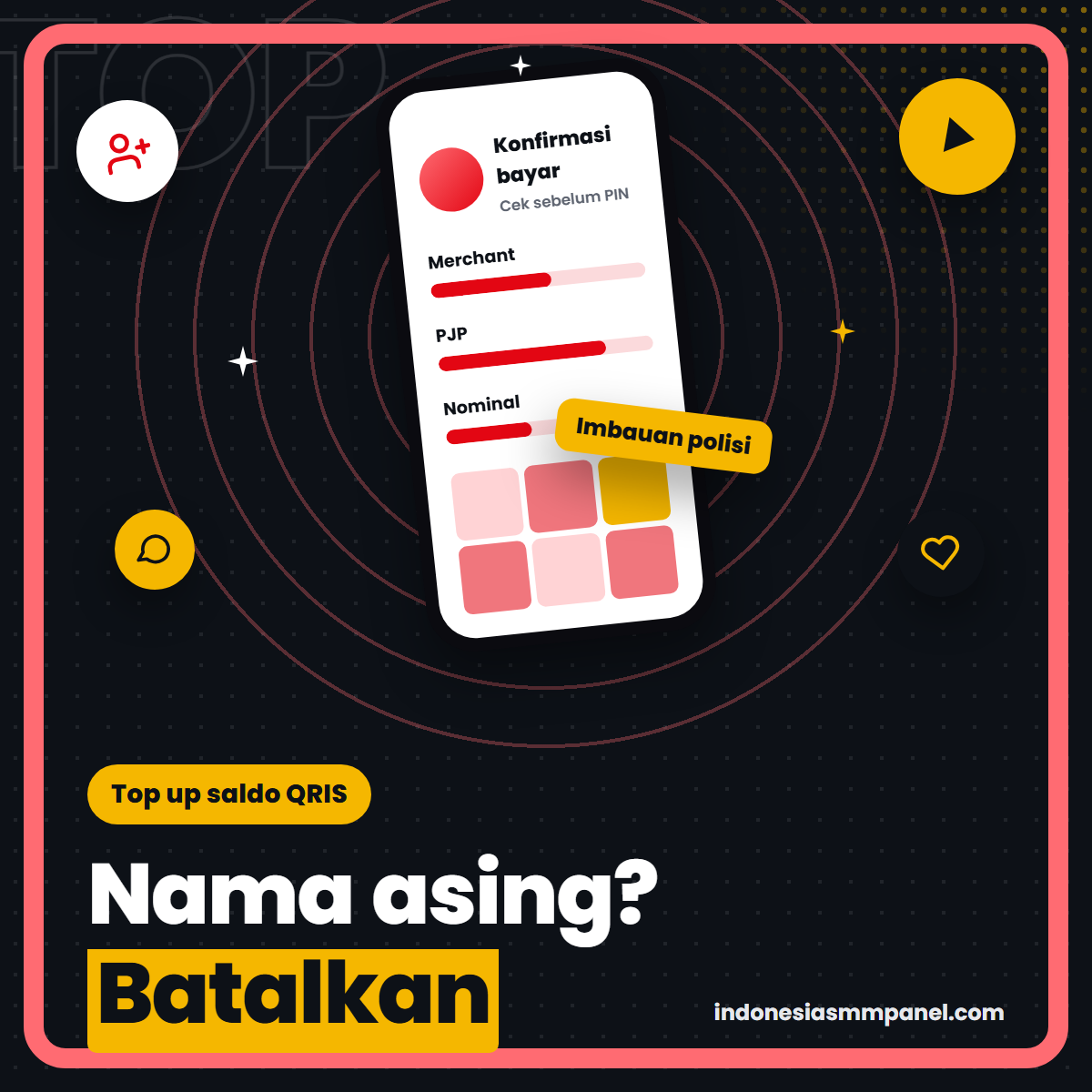 Ilustrasi layar konfirmasi QRIS berisi nama merchant, PJP, dan nominal sebelum PIN dimasukkan